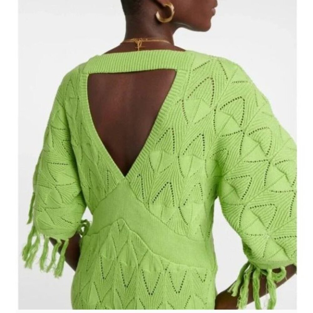 Dodo Bar Or Simmons Green Crochet Pointelle Knit Maxi Dress Sz 46 US10 Large NEW - Picture 2 of 13